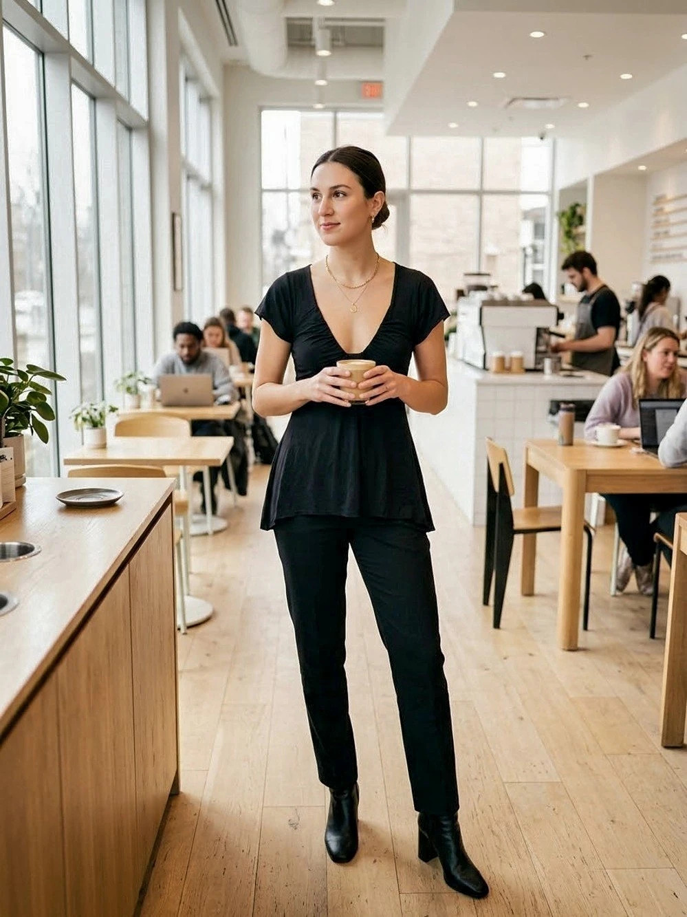 3/$60 Wilfred Black Draped Top Size Medium